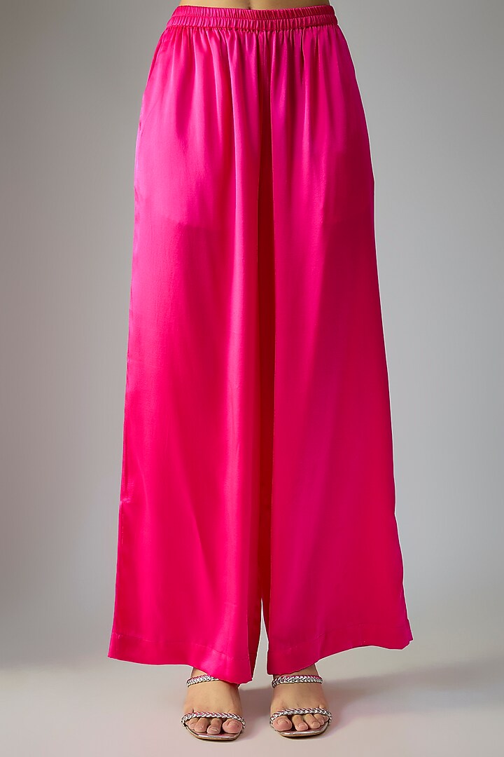 Pink Silk Lycra Satin & Silk Crepe Co-Ord Set by Stephany at Pernia's Pop Up Shop