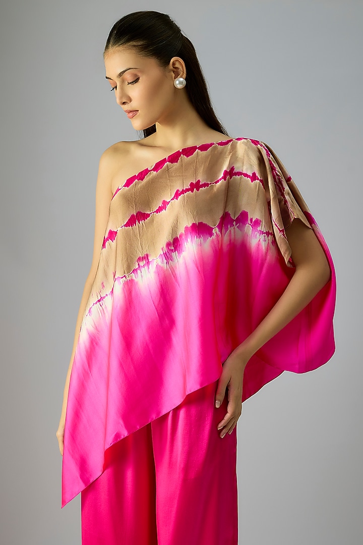Pink Silk Lycra Satin & Silk Crepe Co-Ord Set by Stephany at Pernia's Pop Up Shop
