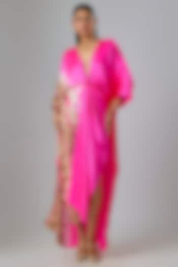 Pink Lycra Silk Satin Leheriya Cocktail Dress by Stephany at Pernia's Pop Up Shop