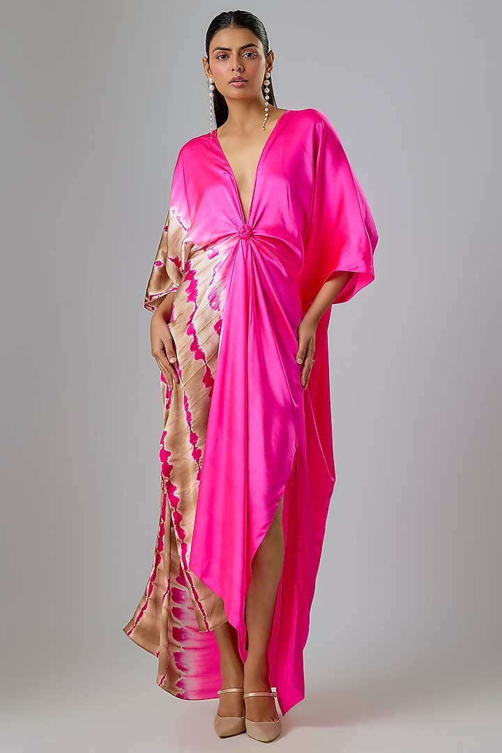 Pink Lycra Silk Satin Leheriya Cocktail Dress by Stephany at Pernia's Pop Up Shop
