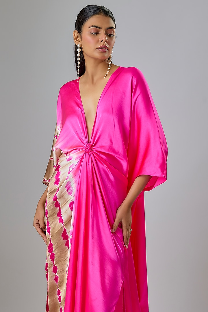 Pink Lycra Silk Satin Leheriya Cocktail Dress by Stephany at Pernia's Pop Up Shop