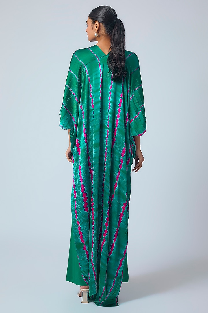 Green Silk Lycra Satin Leheriya Tunic Set by Stephany at Pernia's Pop Up Shop