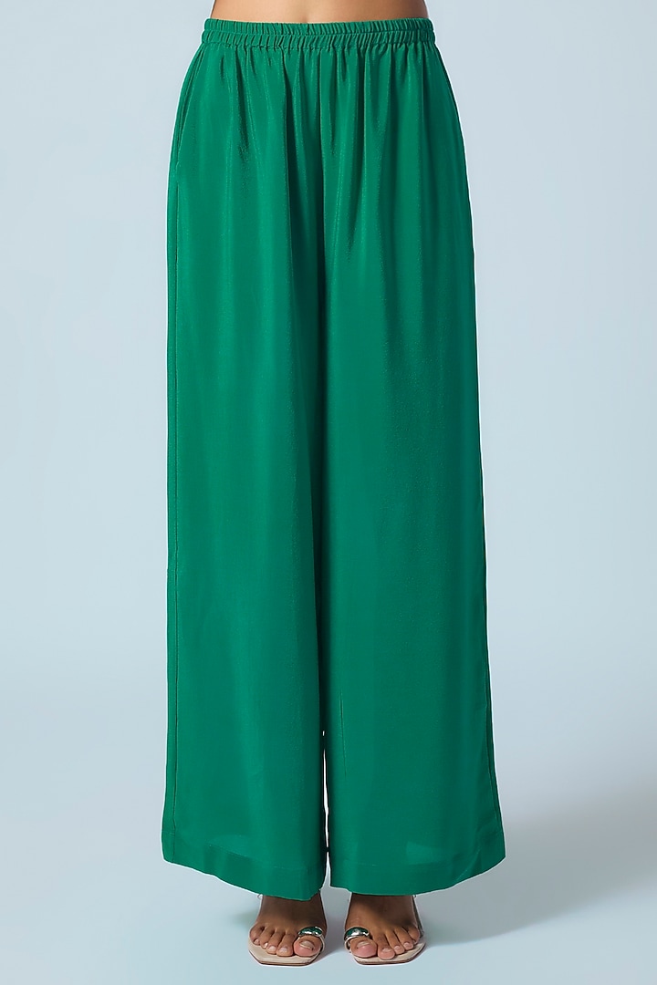 Green Silk Lycra Satin Leheriya Tunic Set by Stephany at Pernia's Pop Up Shop