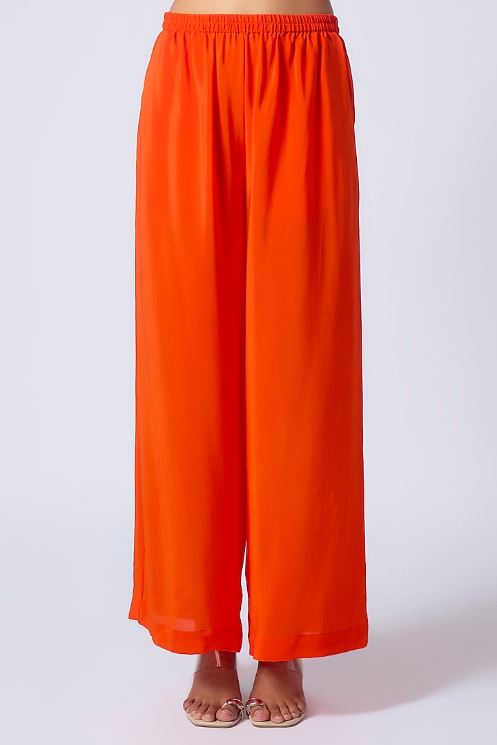 Orange Silk Lycra Satin Leheriya Tunic Set by Stephany at Pernia's Pop Up Shop