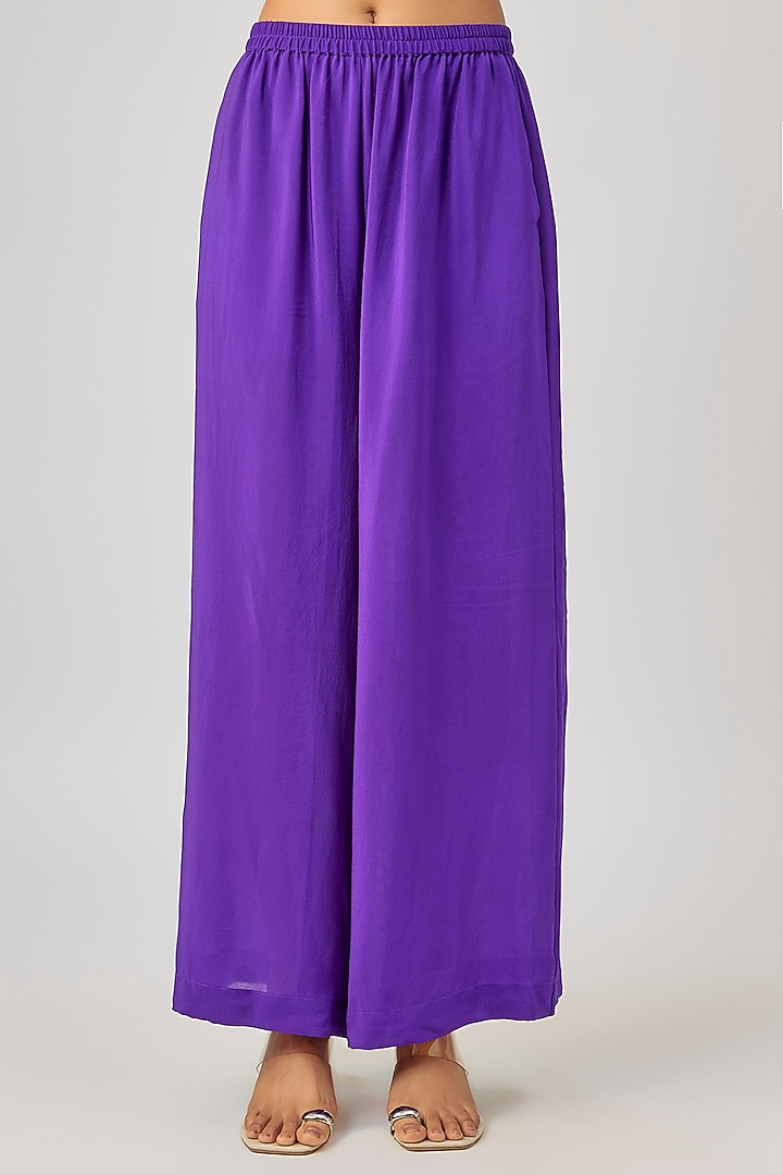 Purple Silk Lycra Satin Leheriya Tie-Up Tunic Set by Stephany at Pernia's Pop Up Shop