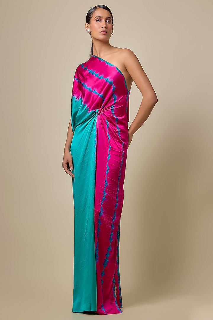 Pink Lycra Silk Satin Leheriya Vacation Dress by Stephany at Pernia's Pop Up Shop