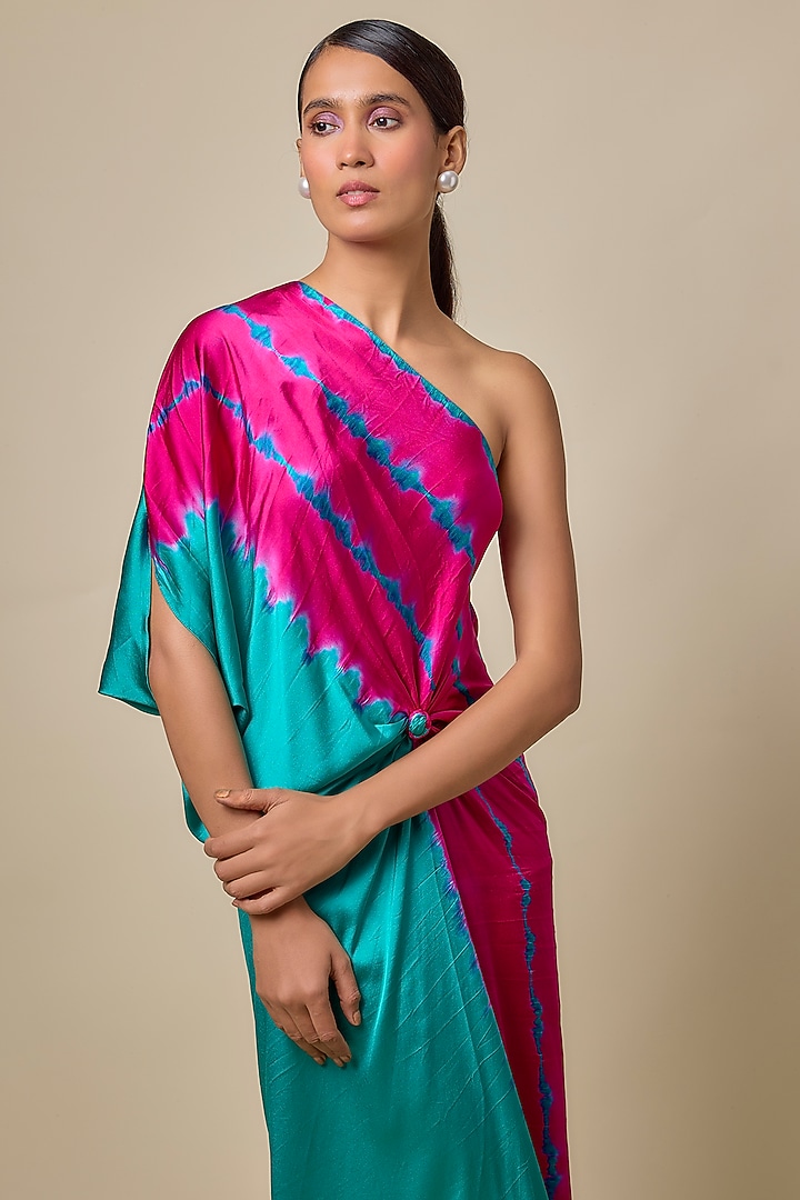 Pink Lycra Silk Satin Leheriya Vacation Dress by Stephany at Pernia's Pop Up Shop