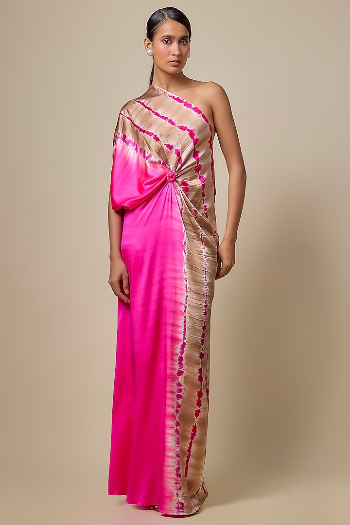 Pink Lycra Silk Satin Leheriya Vacation Dress by Stephany at Pernia's Pop Up Shop
