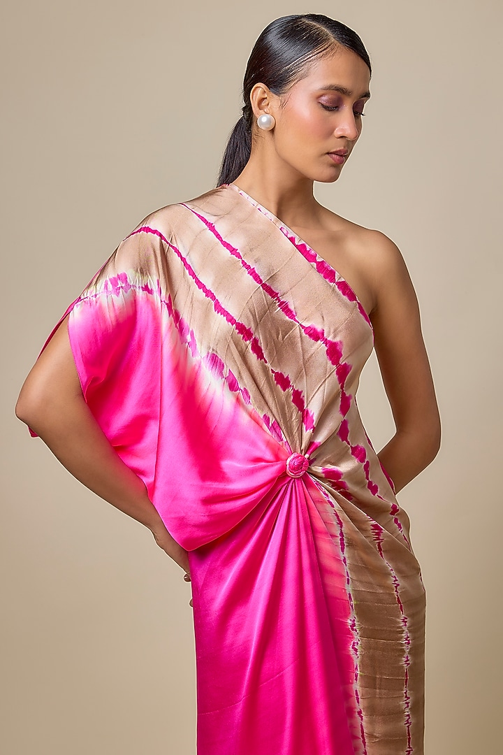 Pink Lycra Silk Satin Leheriya Vacation Dress by Stephany at Pernia's Pop Up Shop