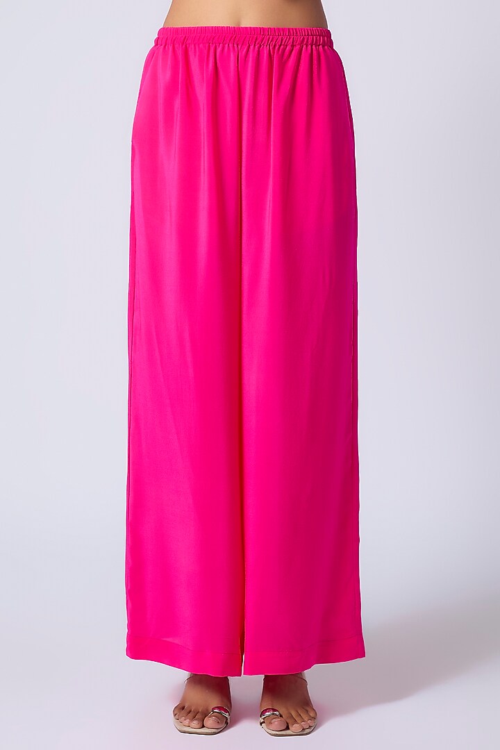 Pink Silk Satin Georgette Leheriya Printed Tunic Set by Stephany at Pernia's Pop Up Shop