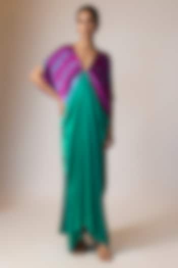 Sea Green Silk Lycra Satin Kaftan by Stephany at Pernia's Pop Up Shop