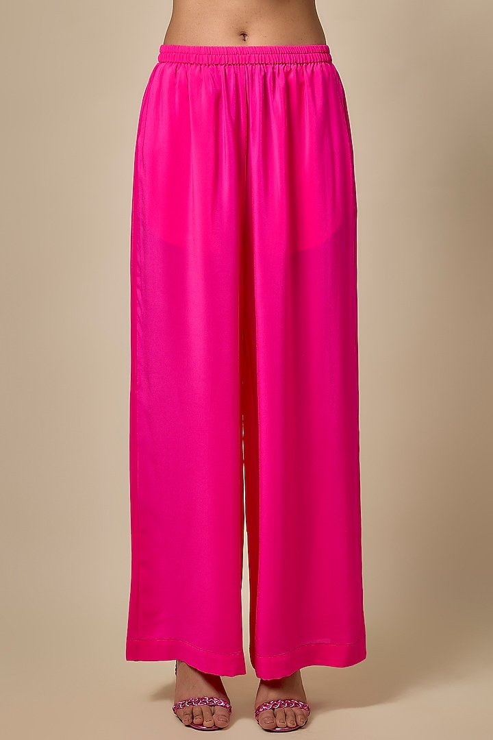 Pink Silk Satin Georgette Leheriya Tunic Set by Stephany at Pernia's Pop Up Shop
