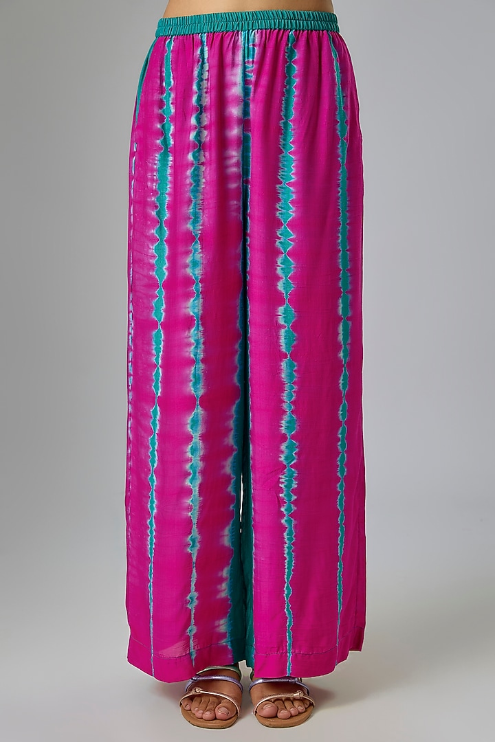 Green Silk Satin Georgette Leheriya Kaftan Set by Stephany at Pernia's Pop Up Shop