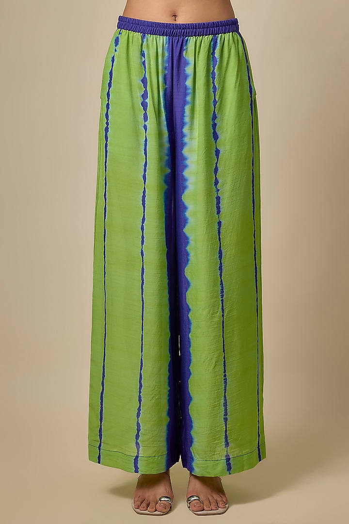 Purple Silk Satin Georgette Leheriya Kaftan Set by Stephany at Pernia's Pop Up Shop