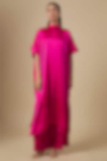 Hot Pink Silk Satin Tunic Set by Stephany at Pernia's Pop Up Shop