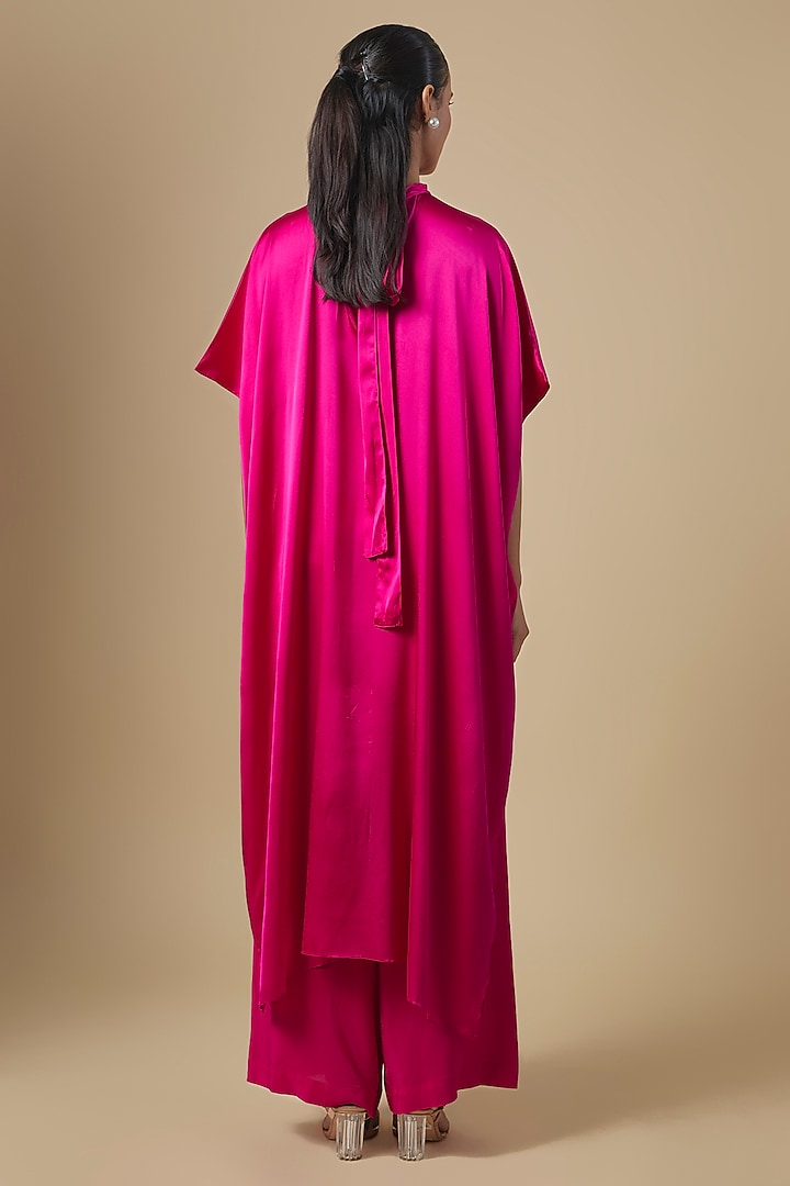 Hot Pink Silk Satin Tunic Set by Stephany at Pernia's Pop Up Shop