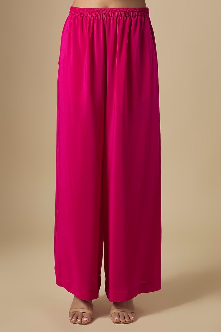Hot Pink Silk Satin Tunic Set by Stephany at Pernia's Pop Up Shop