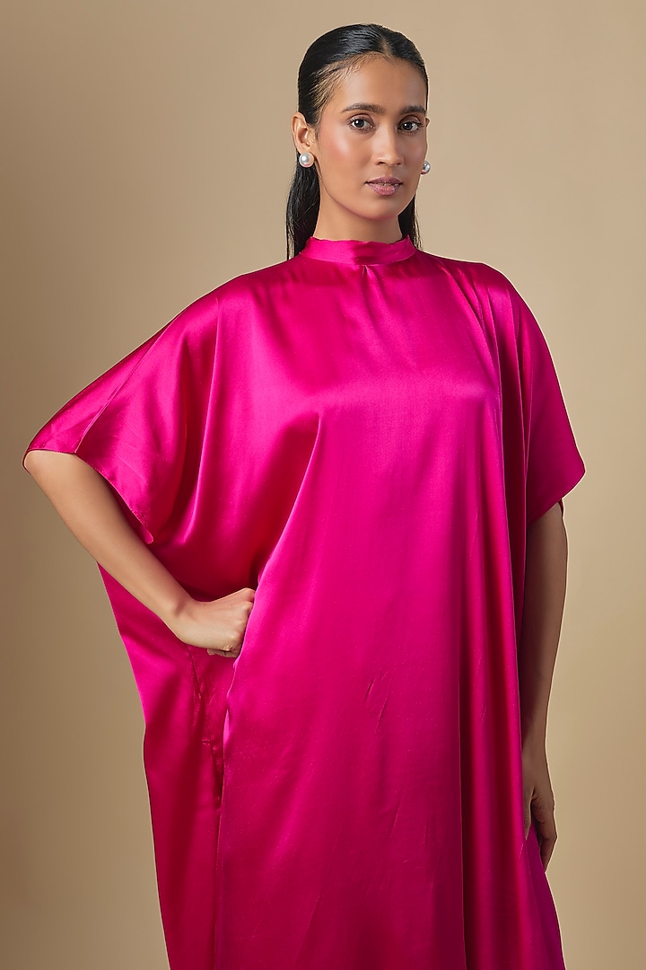 Hot Pink Silk Satin Tunic Set by Stephany at Pernia's Pop Up Shop