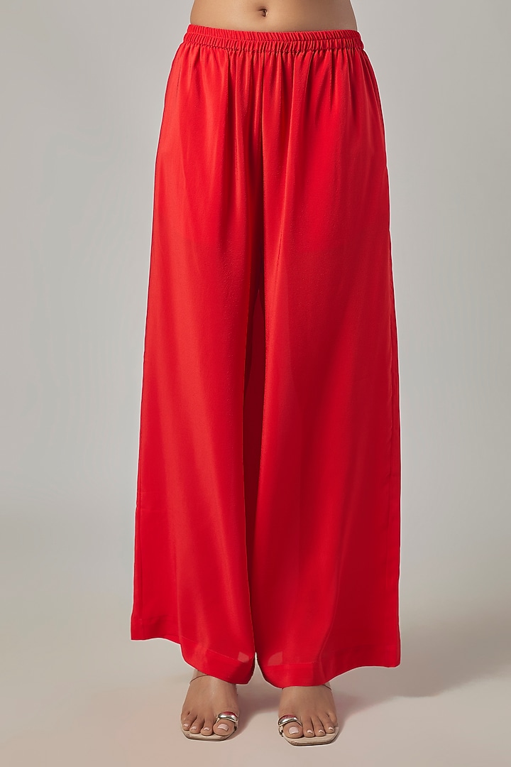 Scarlet Silk Satin Draped Tunic Set by Stephany at Pernia's Pop Up Shop