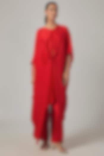 Scarlet Silk Satin Tunic Set by Stephany at Pernia's Pop Up Shop