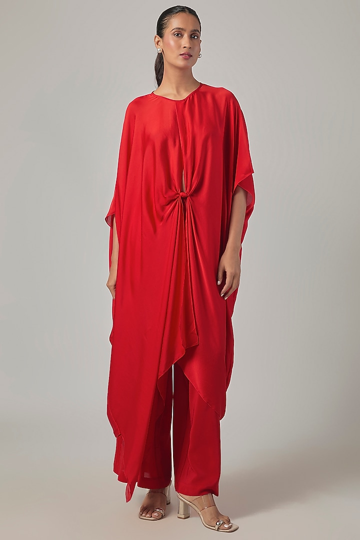 Scarlet Silk Satin Tunic Set by Stephany at Pernia's Pop Up Shop