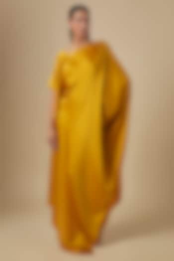 Dark Gold Silk Satin One-Shoulder Vacation Dress by Stephany at Pernia's Pop Up Shop