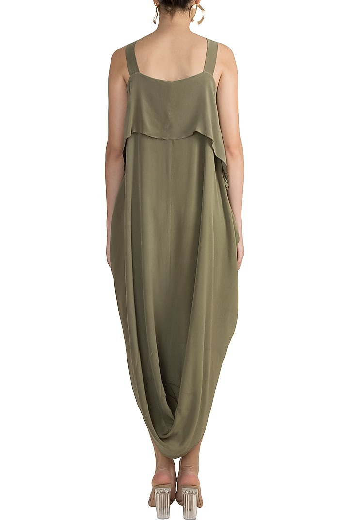 Khadi Green Pleated Strappy Vacation Dress by Stephany at Pernia's Pop Up Shop