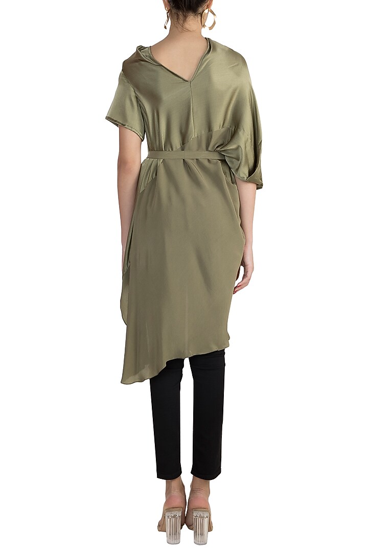 Khadi Green Deconstructed Top With Belt by Stephany at Pernia's Pop Up Shop