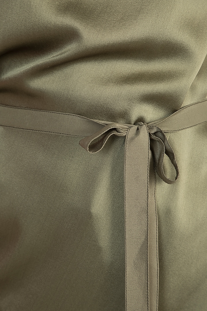 Khadi Green Deconstructed Top With Belt by Stephany at Pernia's Pop Up Shop