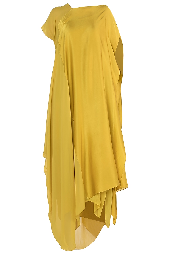 Mustard One Shoulder Style Dress with Inner by Stephany