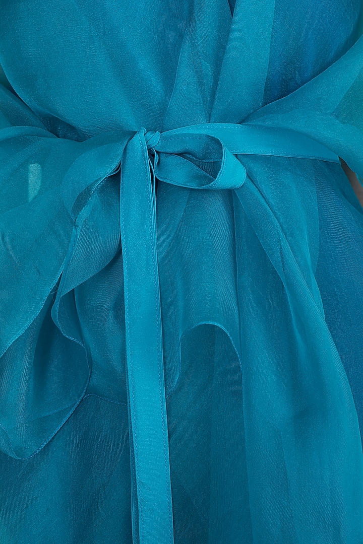 Midnight Blue One Shoulder Tunic With Trouser Pants, Turquoise Cover Up & Belt by Stephany at Pernia's Pop Up Shop