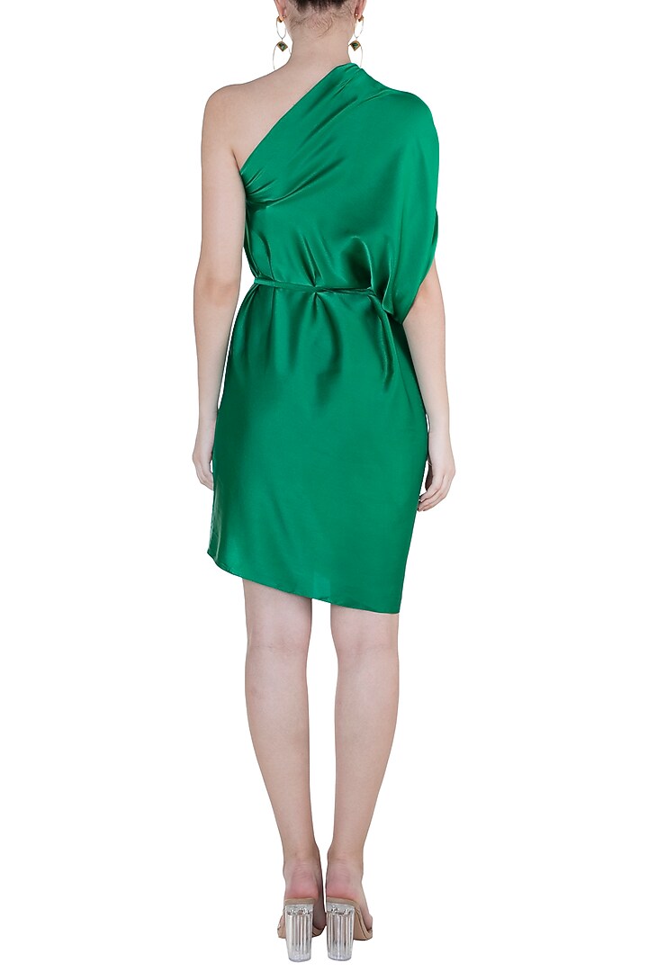 Jade One Shoulder Mini Vacation Dress With Belt by Stephany at Pernia's Pop Up Shop
