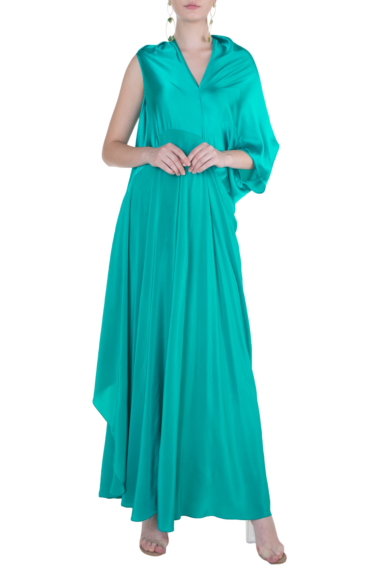 teal flowy dress