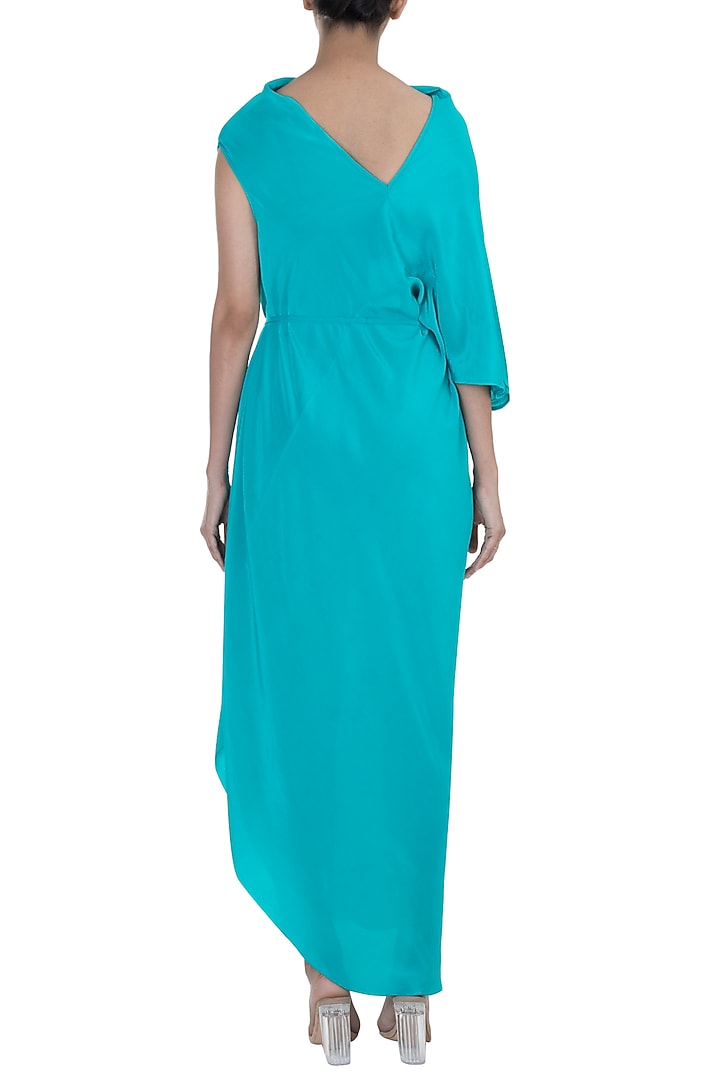 Teal Deconstructed Vacation Dress With Belt by Stephany at Pernia's Pop Up Shop