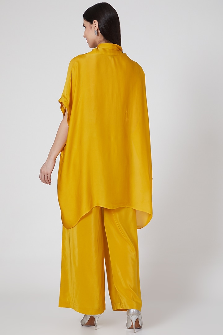 Gold Silk Crepe Trousers Set by Stephany at Pernia's Pop Up Shop
