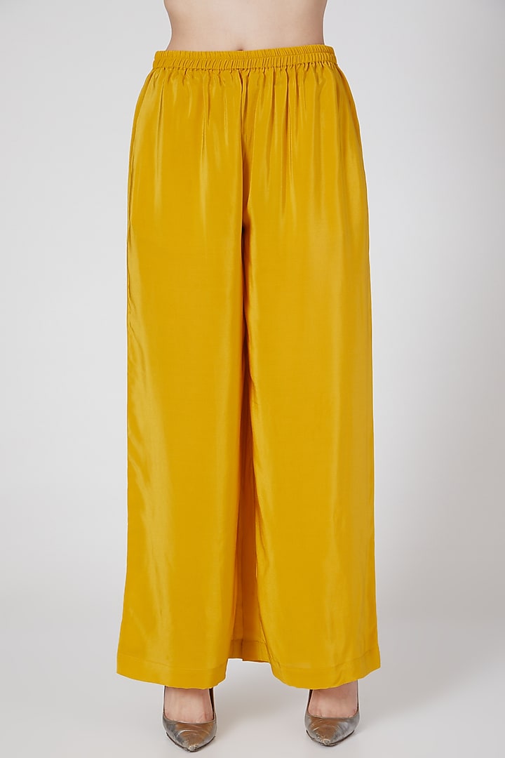 Gold Silk Crepe Trousers Set by Stephany at Pernia's Pop Up Shop