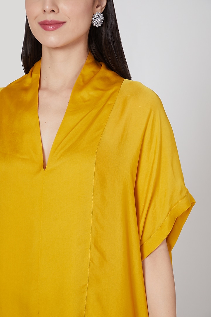 Gold Silk Crepe Trousers Set by Stephany at Pernia's Pop Up Shop