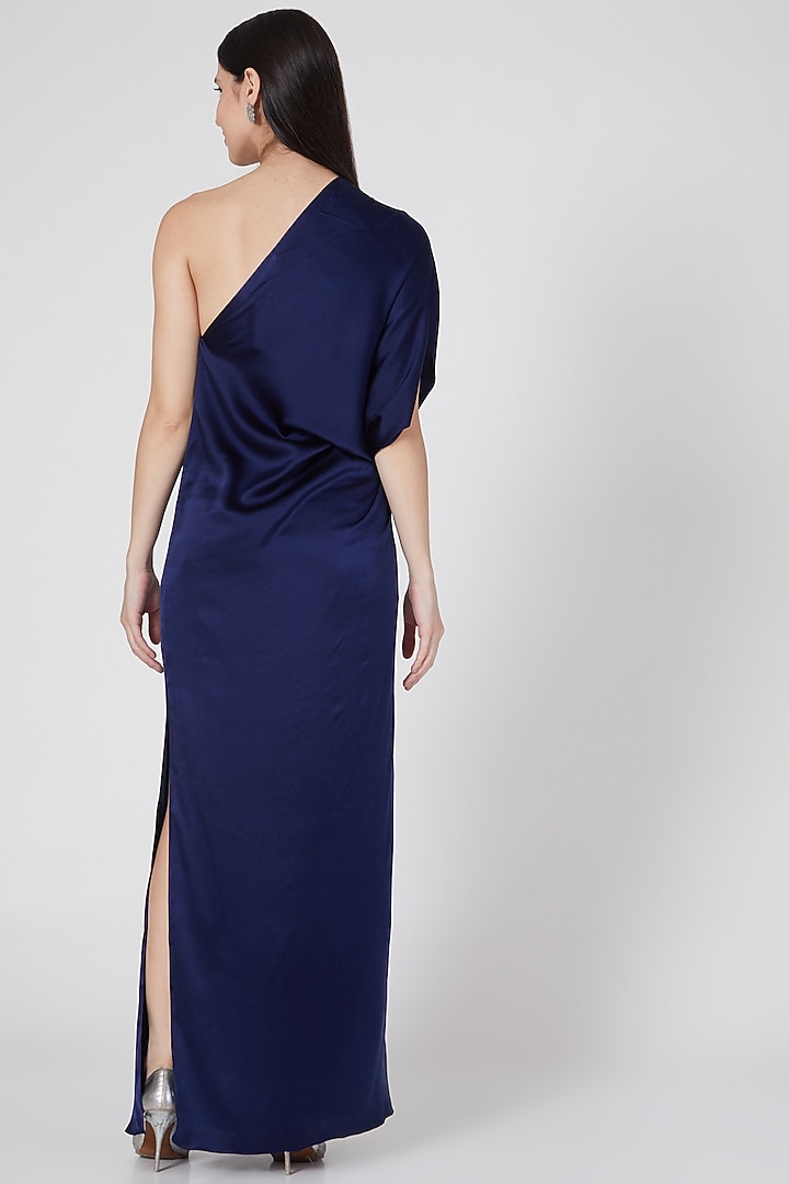 Navy Blue One Shoulder Vacation Dress by Stephany at Pernia's Pop Up Shop