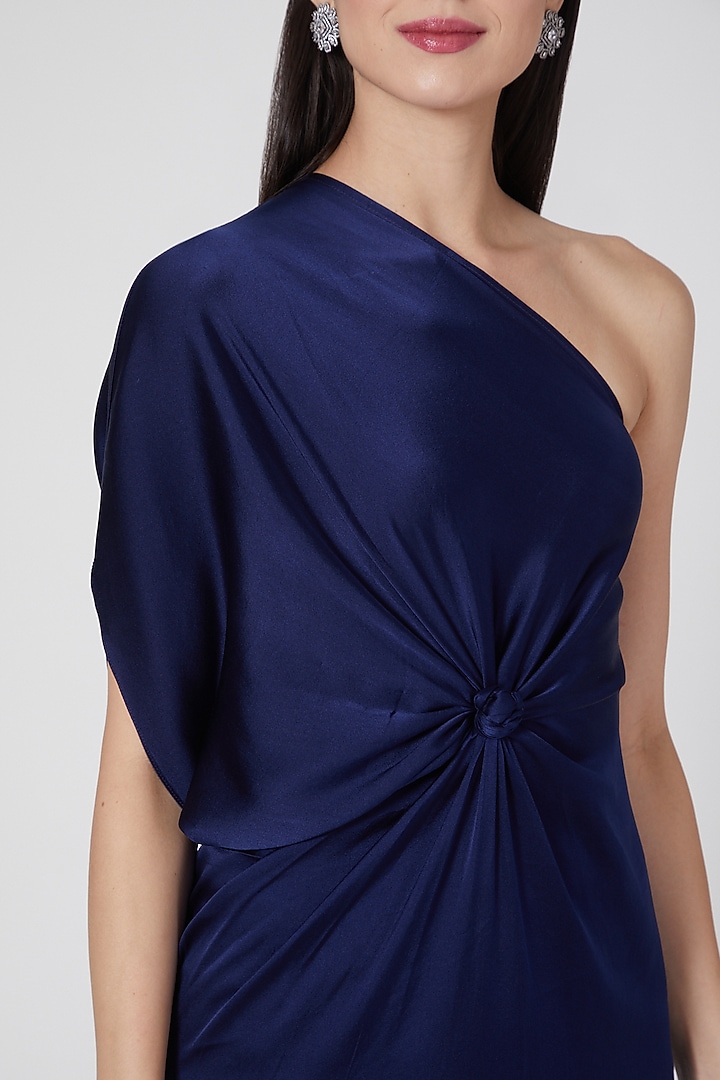 Navy Blue One Shoulder Vacation Dress by Stephany at Pernia's Pop Up Shop