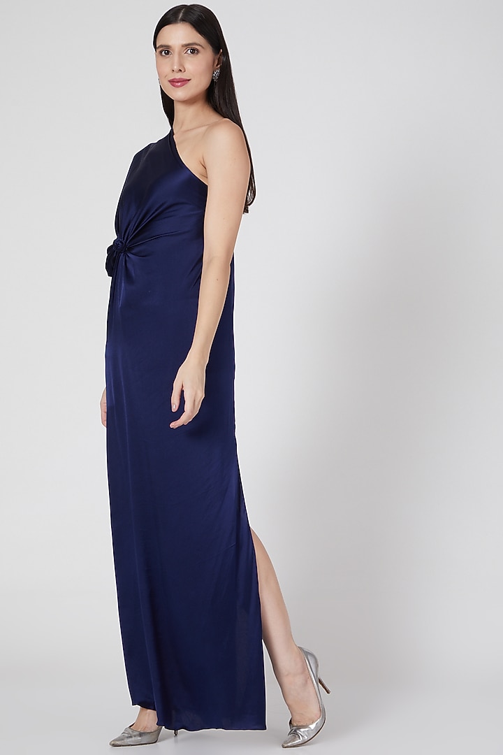 Navy Blue One Shoulder Vacation Dress by Stephany at Pernia's Pop Up Shop