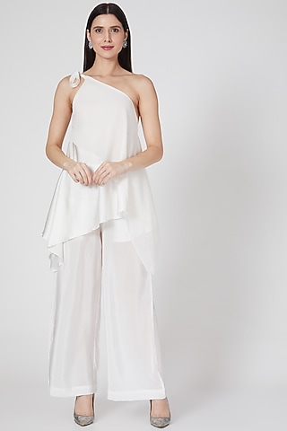 White Trouser Set by Stephany