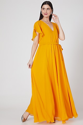 Pumpkin Orange Maxi Dress by Stephany