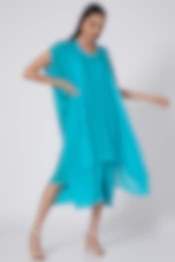 Turquoise Front Panelled Tunic Dress With Slip by Stephany
