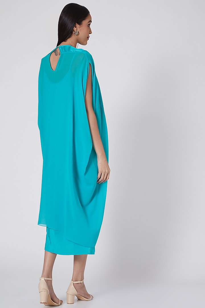 Turquoise Front Panelled Tunic Vacation Dress With Slip by Stephany at Pernia's Pop Up Shop