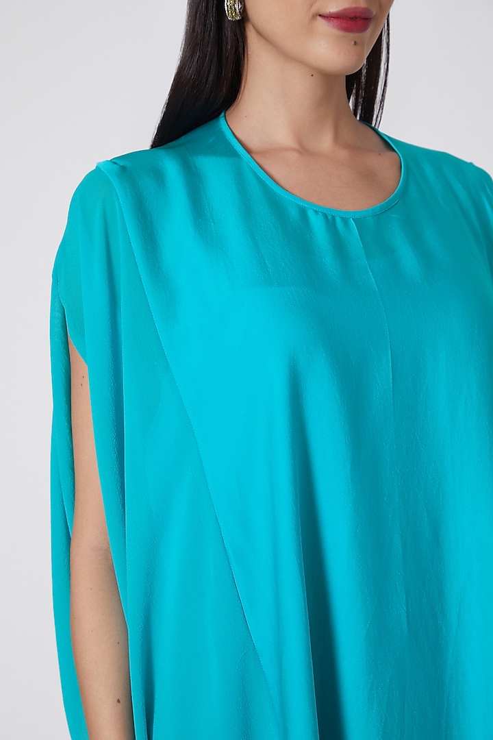 Turquoise Front Panelled Tunic Vacation Dress With Slip by Stephany at Pernia's Pop Up Shop