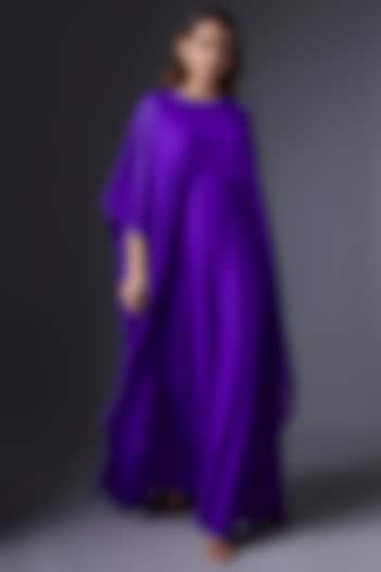 Purple Silk Georgette Layered Cocktail Dress by Stephany at Pernia's Pop Up Shop