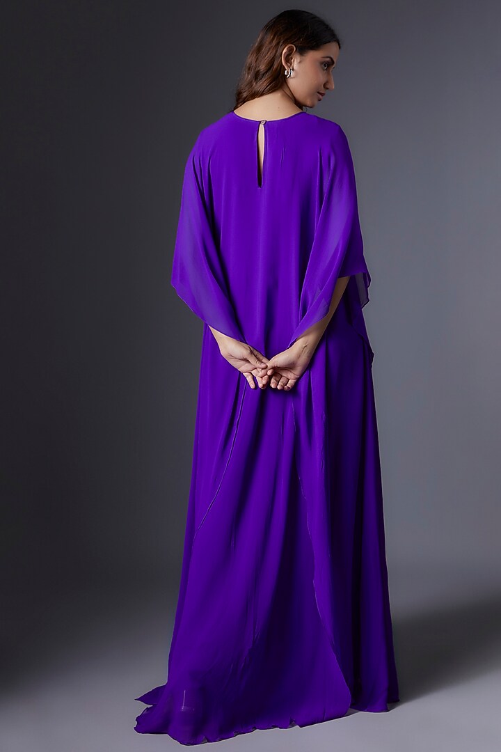 Purple Silk Georgette Layered Cocktail Dress by Stephany at Pernia's Pop Up Shop