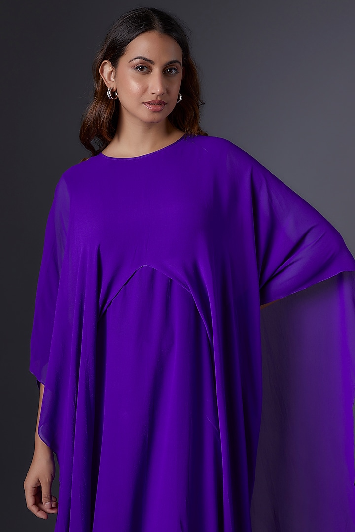 Purple Silk Georgette Layered Cocktail Dress by Stephany at Pernia's Pop Up Shop
