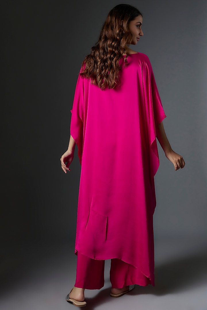Pink Silk Satin Georgette Tunic Set by Stephany at Pernia's Pop Up Shop