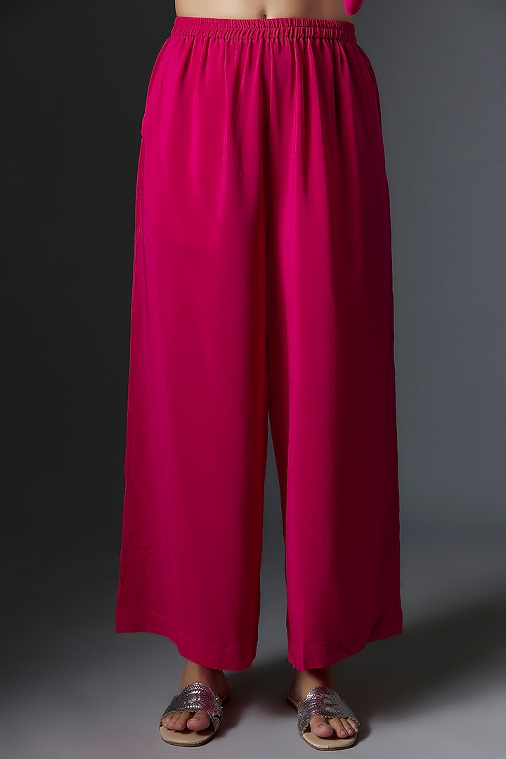 Pink Silk Satin Georgette Tunic Set by Stephany at Pernia's Pop Up Shop